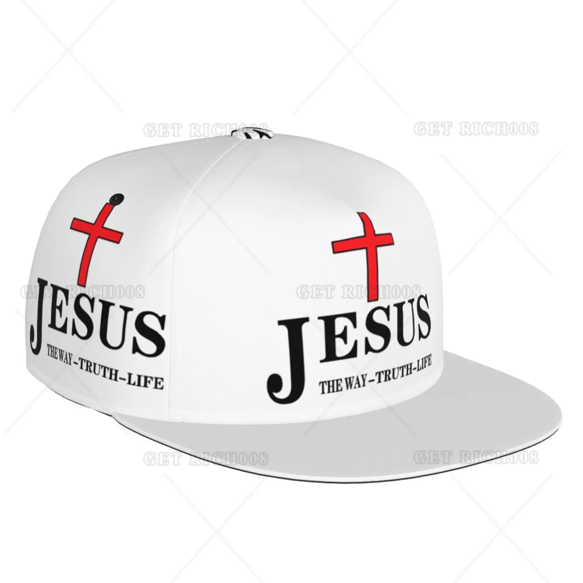 

Jesus The Truth Life Snapback Hat Hip Hop Flat Brim Cap Women Men Adult Teens Adjustable Baseball Print One Size Travel Sports