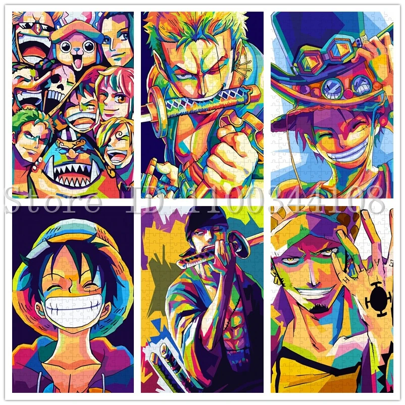 Japanese Anime One Piece Jigsaw Puzzles 300/500/1000 Pcs Monkey D. Luffy Color Puzzles for Adults Decompressing Home Decor Art