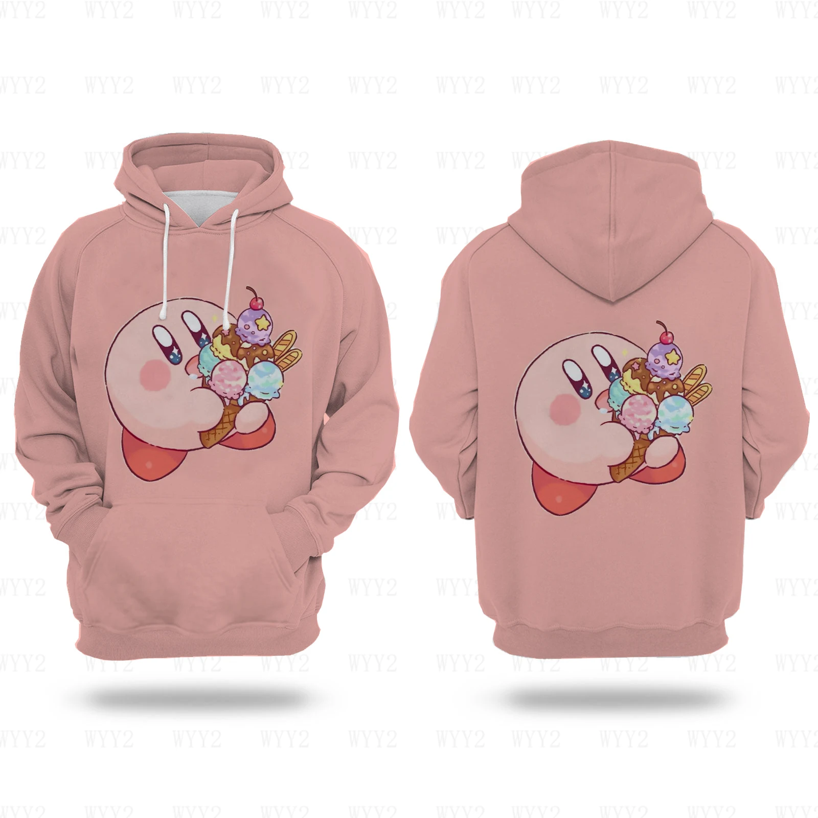 Kirby Sweet Anime Sweats à capuche College, Sweat-shirt unisexe, Confortable, Simple proximité, Wstring, Polyvalent, Pull, Mode