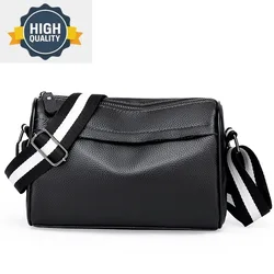 Black Men New Shoulder Bag Retro Trend Genuine Leather Business Messenger Bags Korean Fashion Multifunction Crossbody Pack