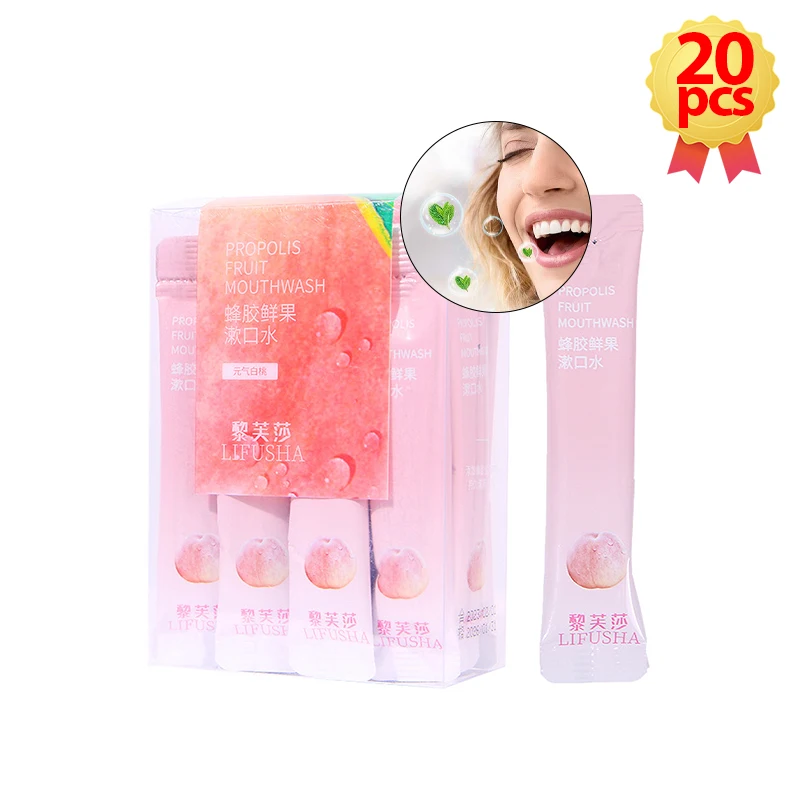 

Mouthwash Peach/Grape/Orange/Lemon Portable Mouth Wash Fresh Breath Teeth Stain Bad Breath Removal Oral Cleaning Tools 20Pcs