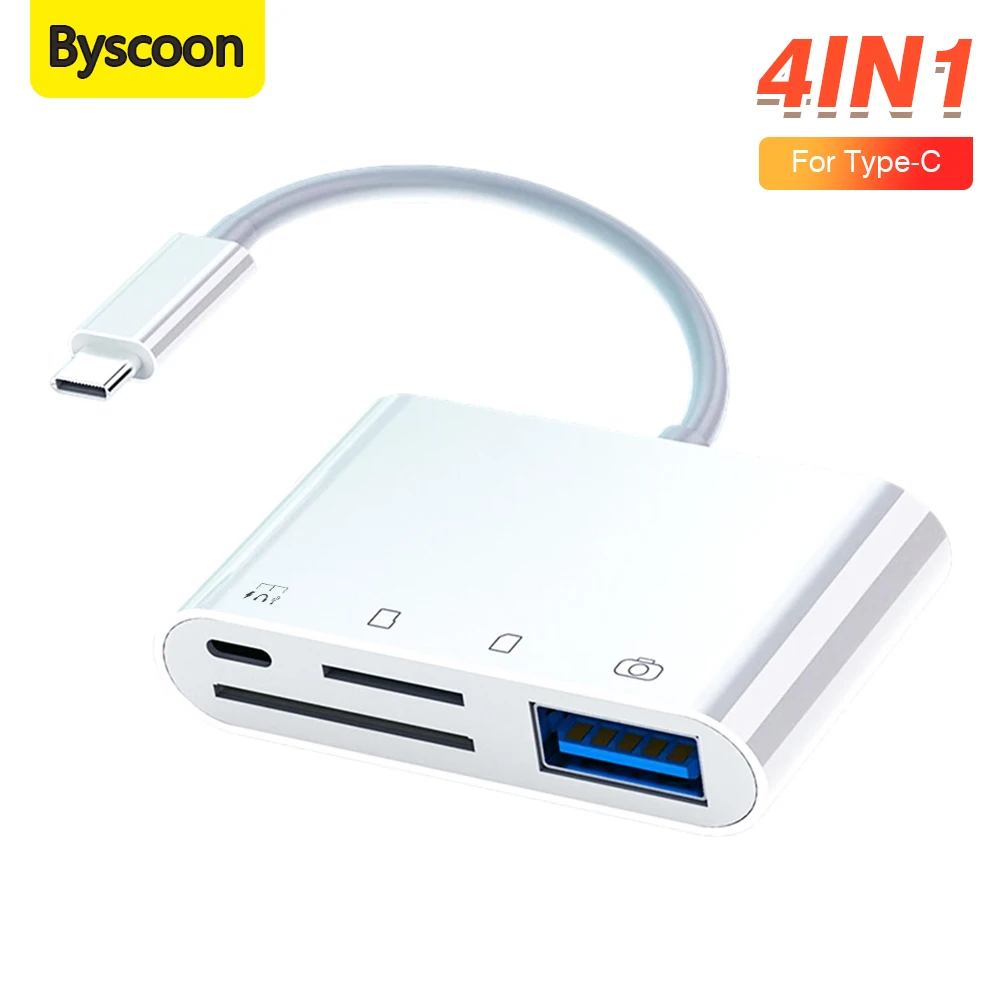 Byscoon USB Type C Card Reader To SD TF Connection Smart Memory Camera Photo Transfer Adapter For Samsung Huawei Xiaomi Phone