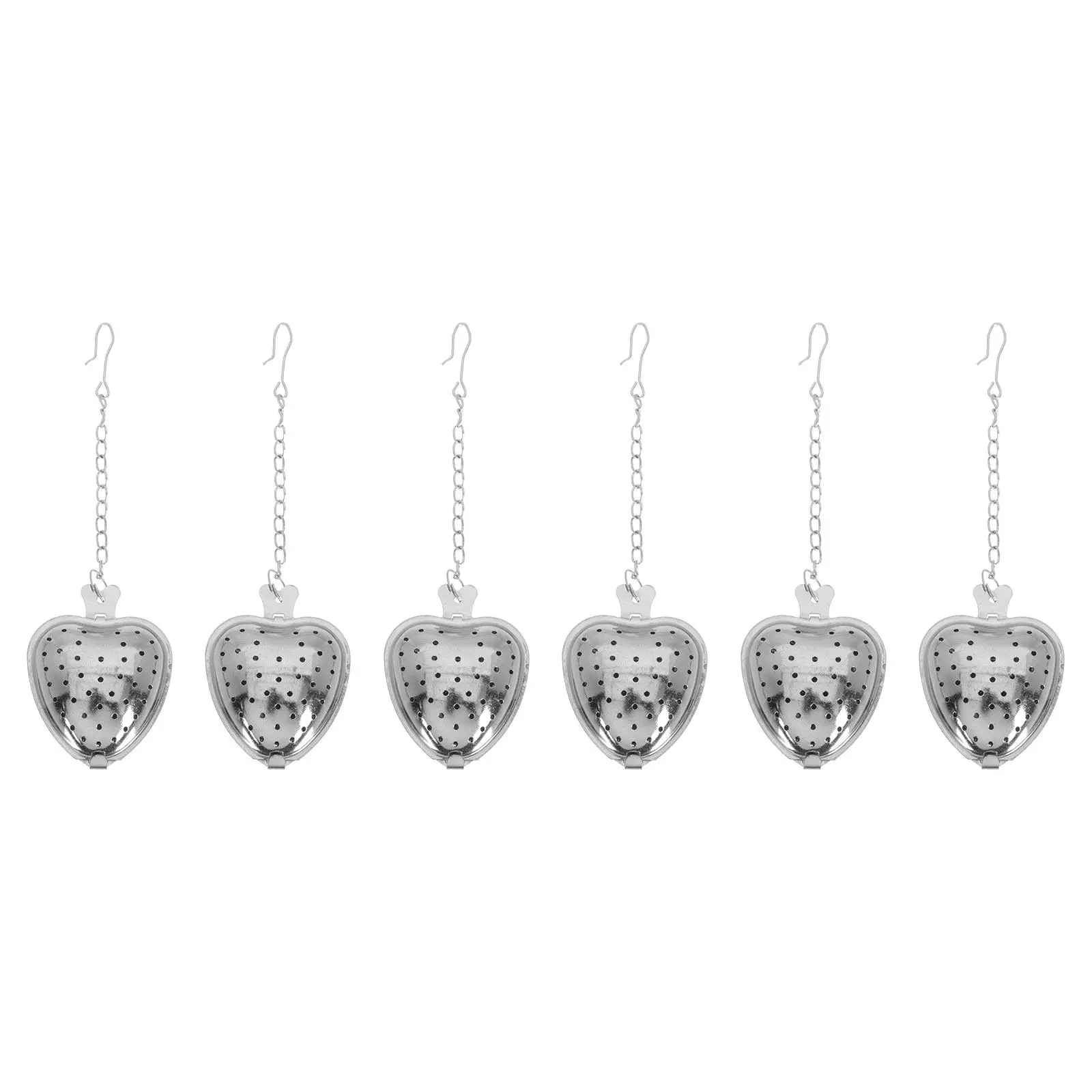 6Pcs High Durability Stainless Steel Tea Strainers Not Easy to Deform Tea Filtering Tool Hanging Chain Design Healthy Eco