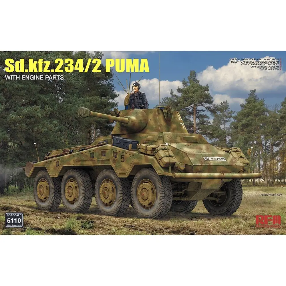 RYEFIELD MODEL RFM RM-5110 1/35 الألمانية Sd.kfz.234/2 بوما مع أجزاء المحرك