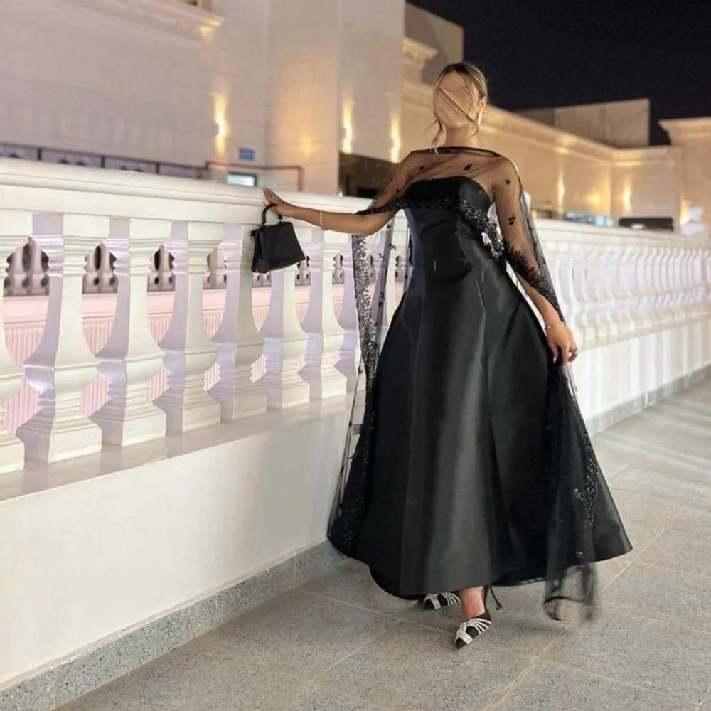 

Customized Exquisite Zipper Evening Dress Charming Strapless Lace Applique Prom Dress Elegant Ruffles Party Gown فساتين س