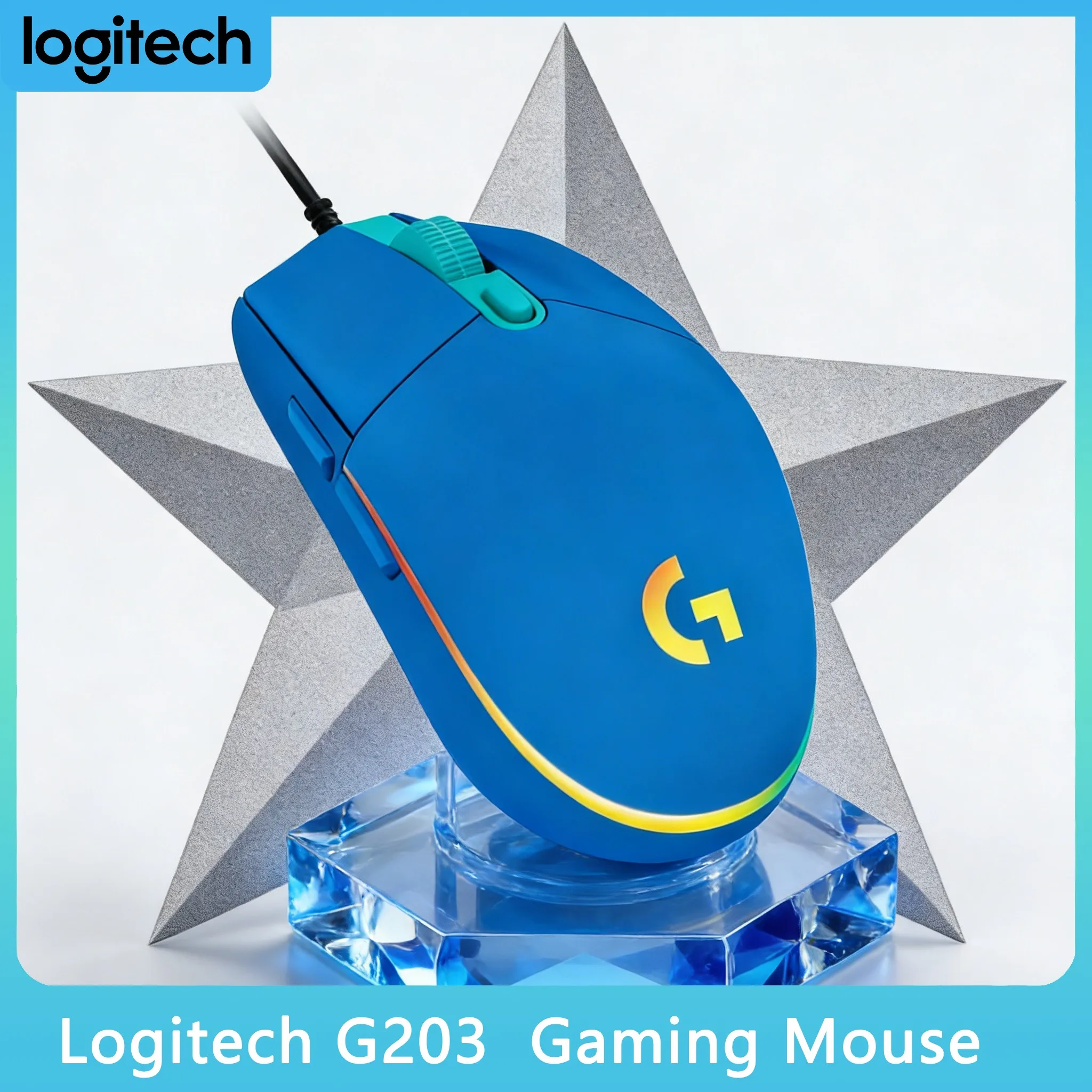 

16-битная/6-осевая мышь Logitech G203 с высоким разрешением и форматом передачи данных USB