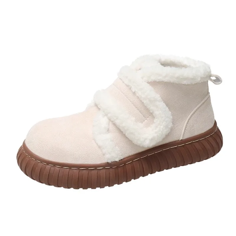 Vintage Plush Warm Snow Boots Fashion Versatile Casual Plush Boots Autumn and Winter Cold Self-adhesive Shoes platform shoes