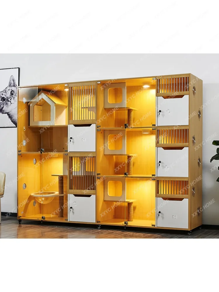 Solid Wood Cat Cabinet Customized Cat Cage Cat Villa Cat Nest Cattery Pet Display Cabinet Delivery Room Pet Shop Cattery