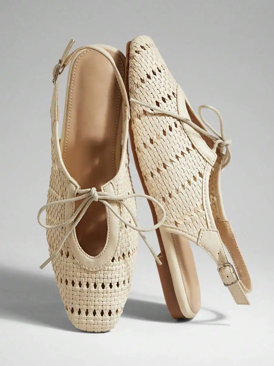 

Solezae Summer Vacation Casual Solid Color Hollow Flat Shoes For Christmas Valentine's Day