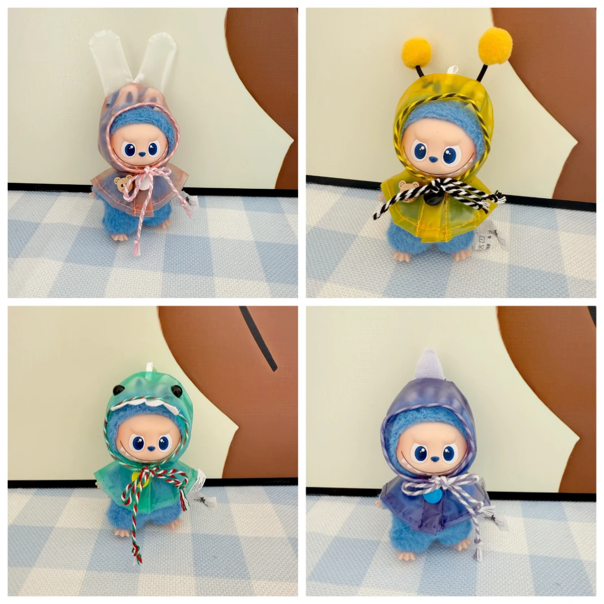 

For 10cm V4 Labubu Clothing Set Animal Style Raincoat Solid Color Elastic Shirt New Labubu 4.0 Clothes Hat Doll Accessories