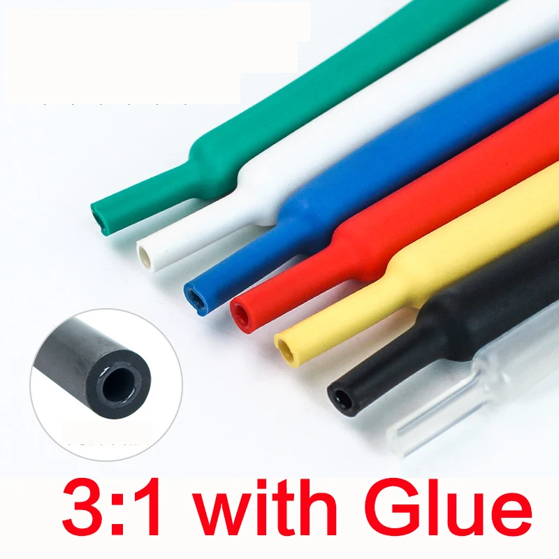 2M Color 1.6/2.4/3.2/4.8/6.4/7.9/9.5/12.7 mm Dual Wall Heat Shrink Tube with Glue Set 3:1 Heat Shrinkable Tubing Kit