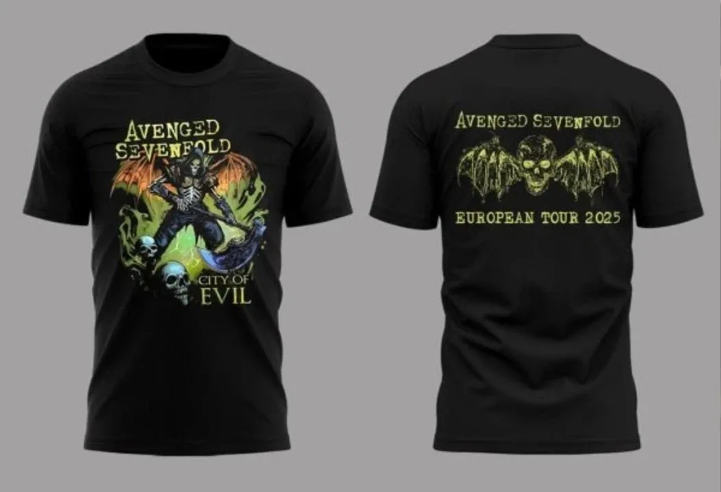 Avenged Sevenfold European Tour 2025 City Of Evil Shirt Size S-5XL