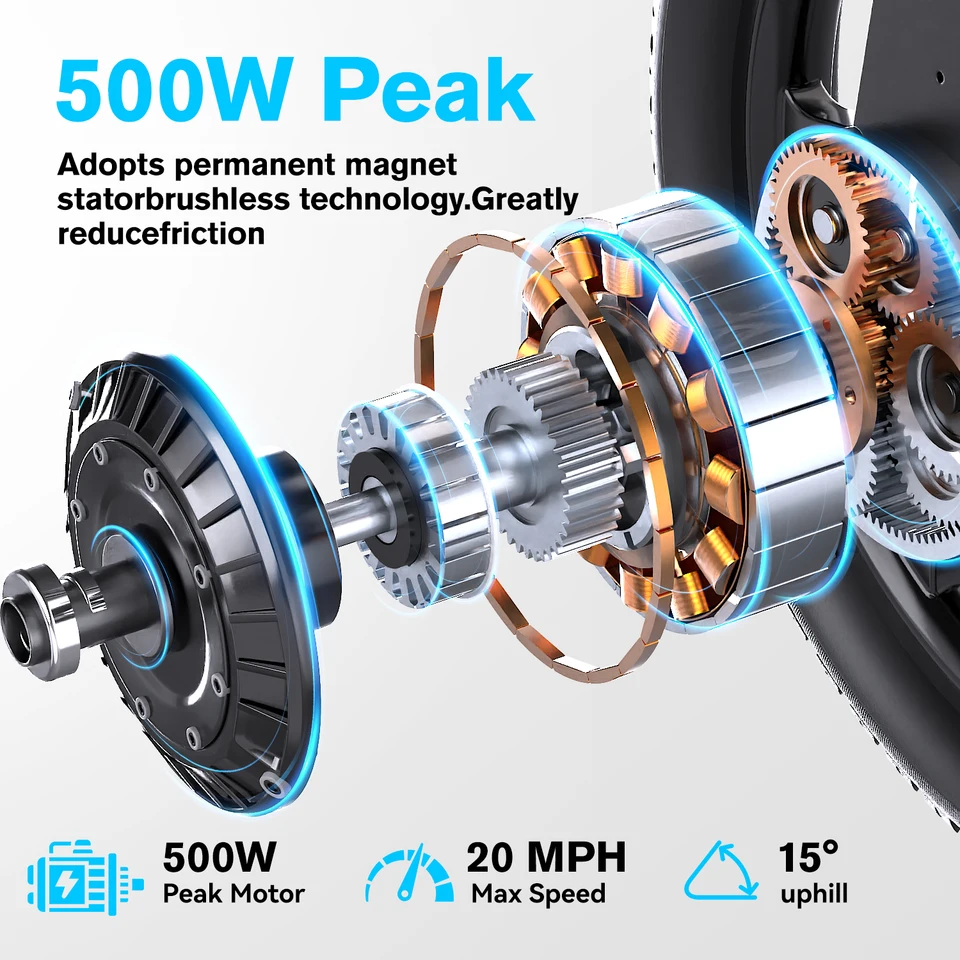 Cybervelo 500W Peak Motor City Ebike, 36V Foldable Ultra Light Weight Commuter for Adult, 20MPH 15Ah Internal Battery EK13 image 3