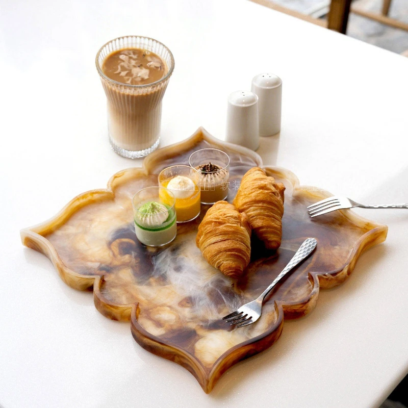 

Lotus Shape Resin Tray Fruit Plate Snack Holder Nut Candy Dish for Living Room Coffee Table Dining Table Aroma Decor Stand