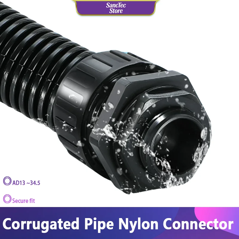 

1~20pcs Nylon Corrugated Tube Connectors Pipe Joint Plastic Conduit Gland End Fittings AD13 15.8 18.5 21.2 25 28.5 34.5