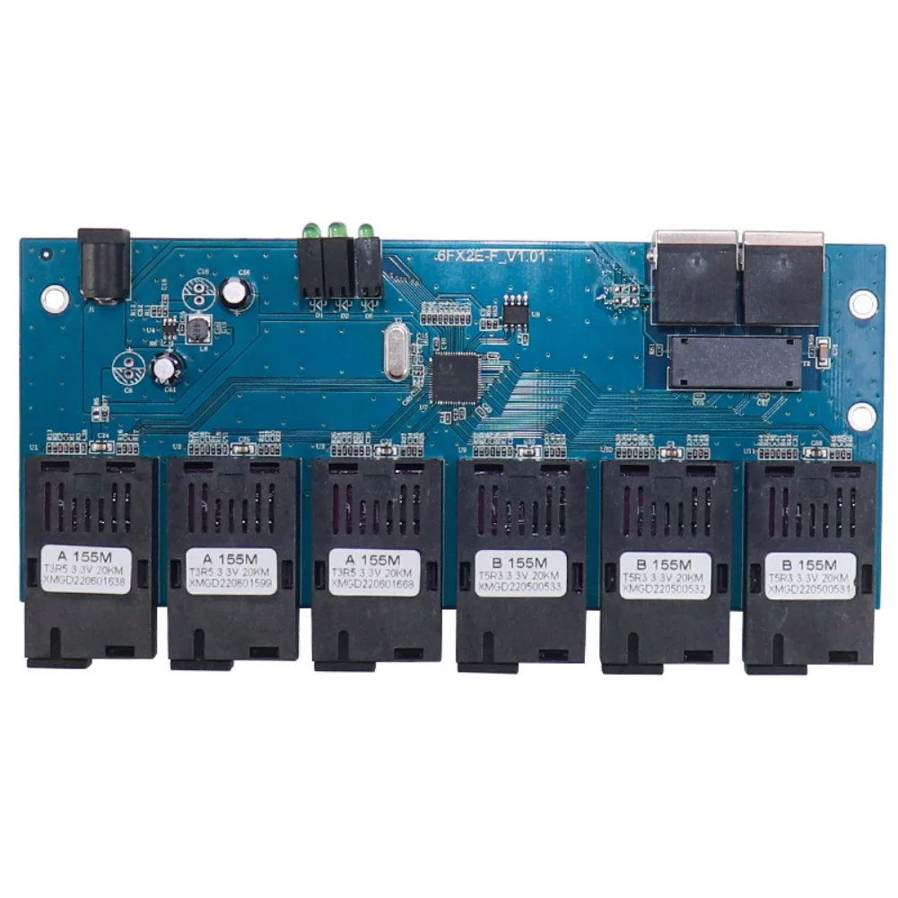 100Mbps Optoelectronic Converter Featuring 6 Fiber Ports and 2 PoE Ports for 10/100Mbps Ethernet Compatibility