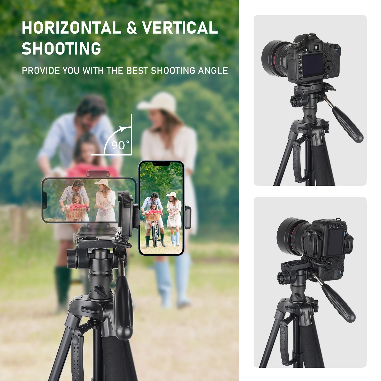 Evumo HF3 Professional Horizontal Tripod Light Travelling Tripod Monopod 360°Rotation with Bluetooth for Dslr Canon Nikon Sony