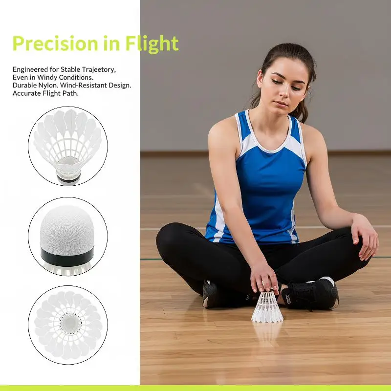 Badminton Balls Wear Resistant High Elasticity 3/6/12 Pcs Set for Home Courtyard Daily Practice Holiday Leisure Sports