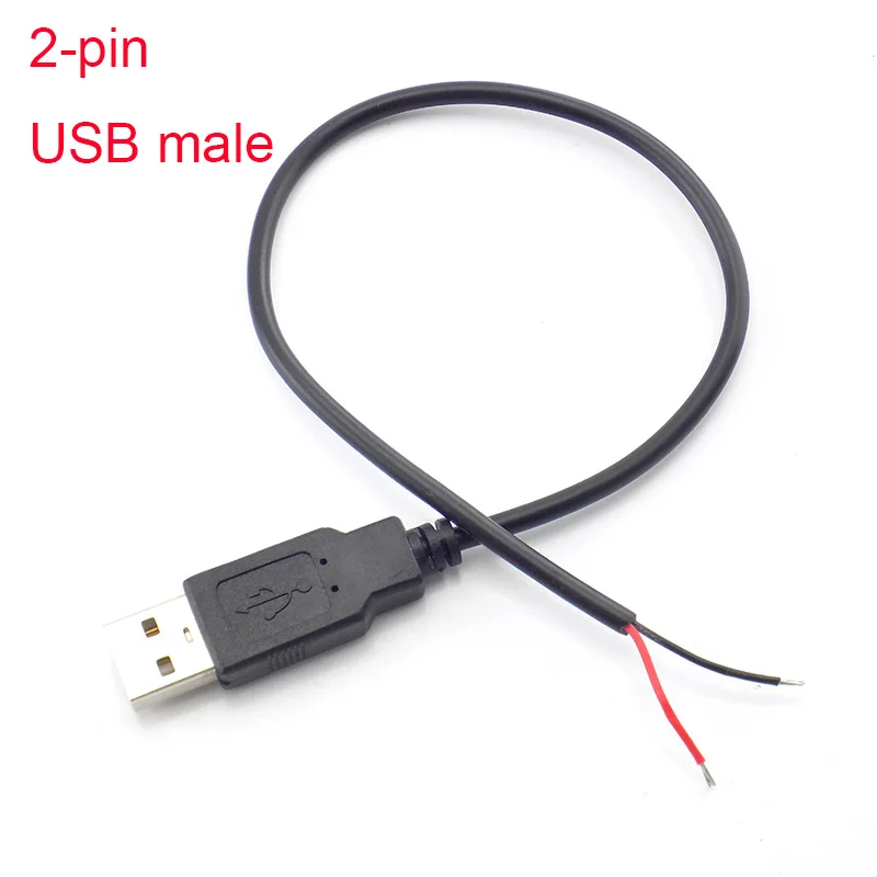 USB موصل ذكر أنثى كابل 4 دبوس سلك كابل بيانات تمديد الحبل 2 دبوس امدادات الطاقة DIY بها بنفسك 5 فولت محول شحن 0.3 متر 1 متر 2 متر
