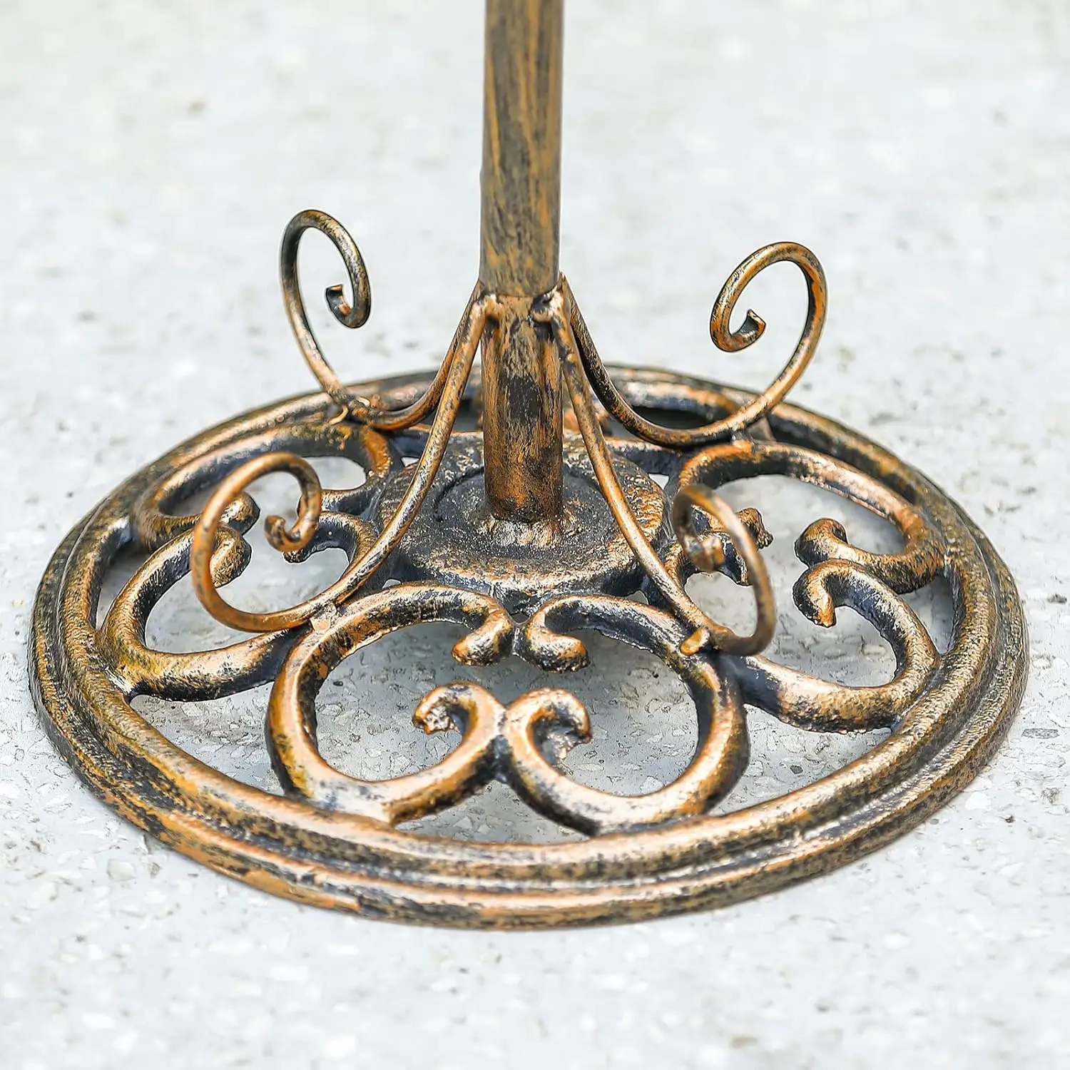 Vintage Cast Iron Pedestal Bird Bath for Outdoor Gardens, 11.4" W x 27.6" H, Rust-Proof Metal Bowl for Birds view 3