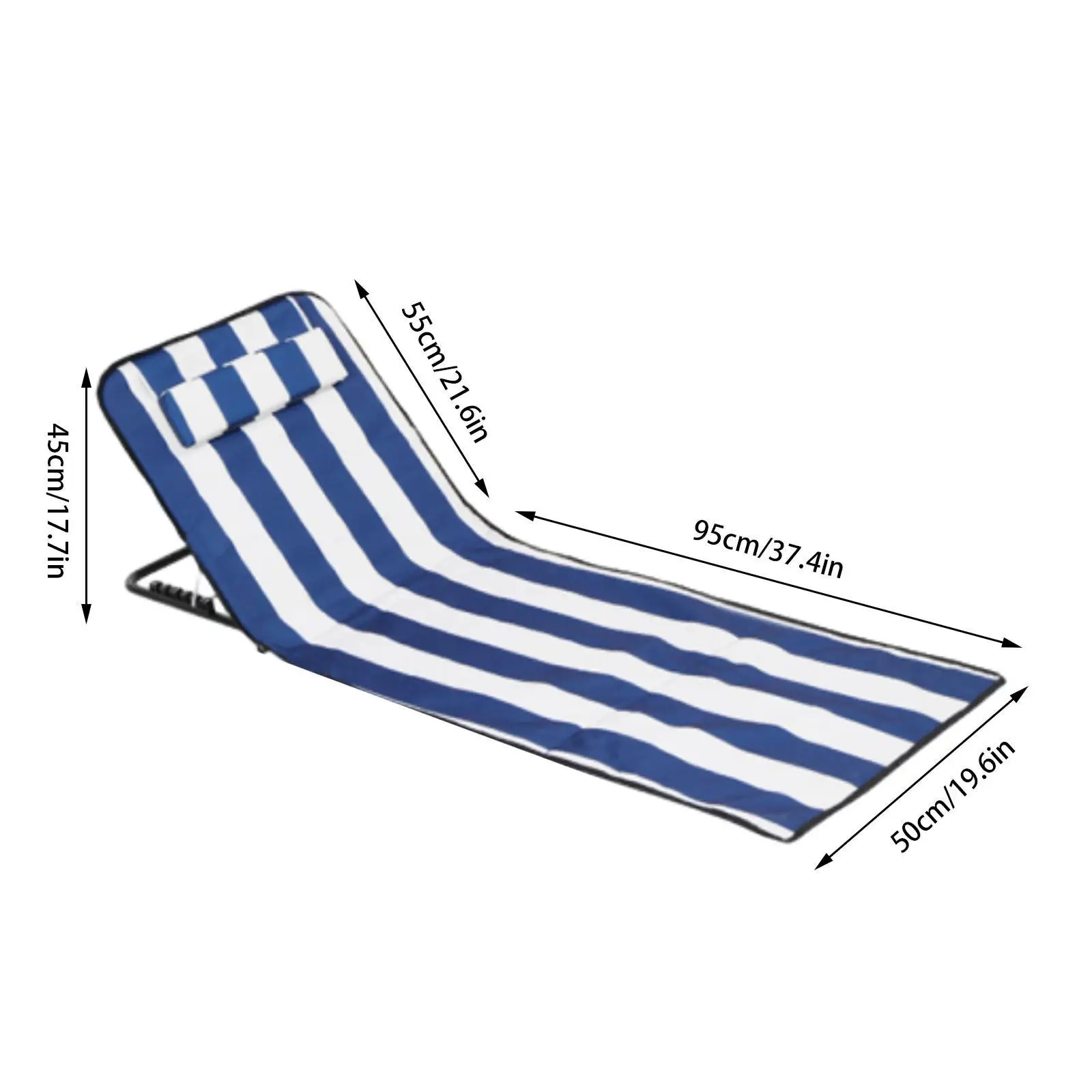 Folding Beach Chair with Adjustable Backrest Beach Mat Lounge Chair Beach Lounger for Camping Hiking Beach Picnic Backpacking