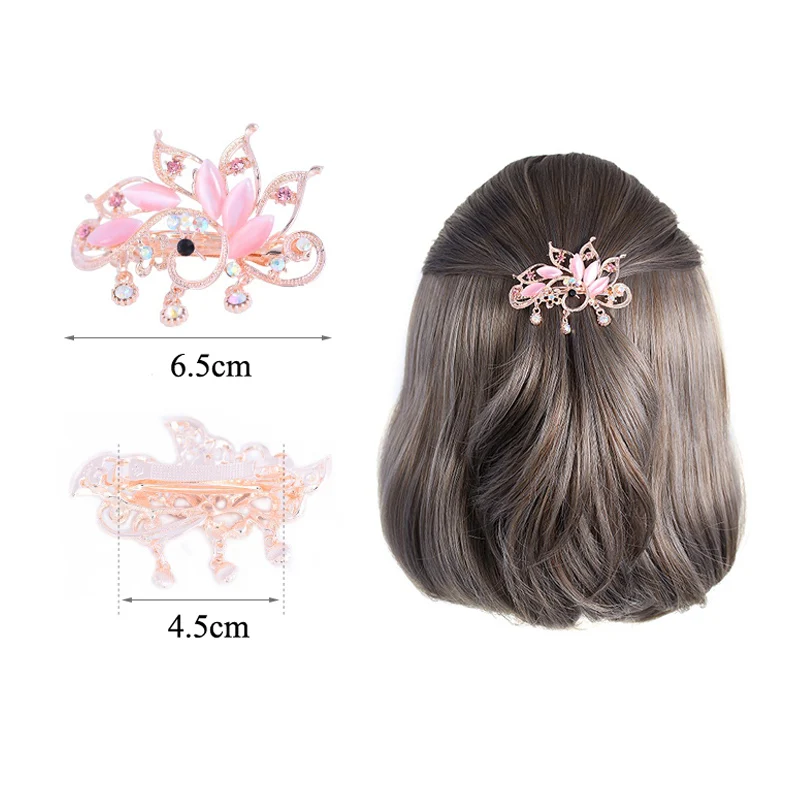 EASYA Pretty Big Rhinestone Peacock Hair Barrettes Ornaments Jewelry Fashion Crystal Metal Hairpin Hairwear For Women Girls