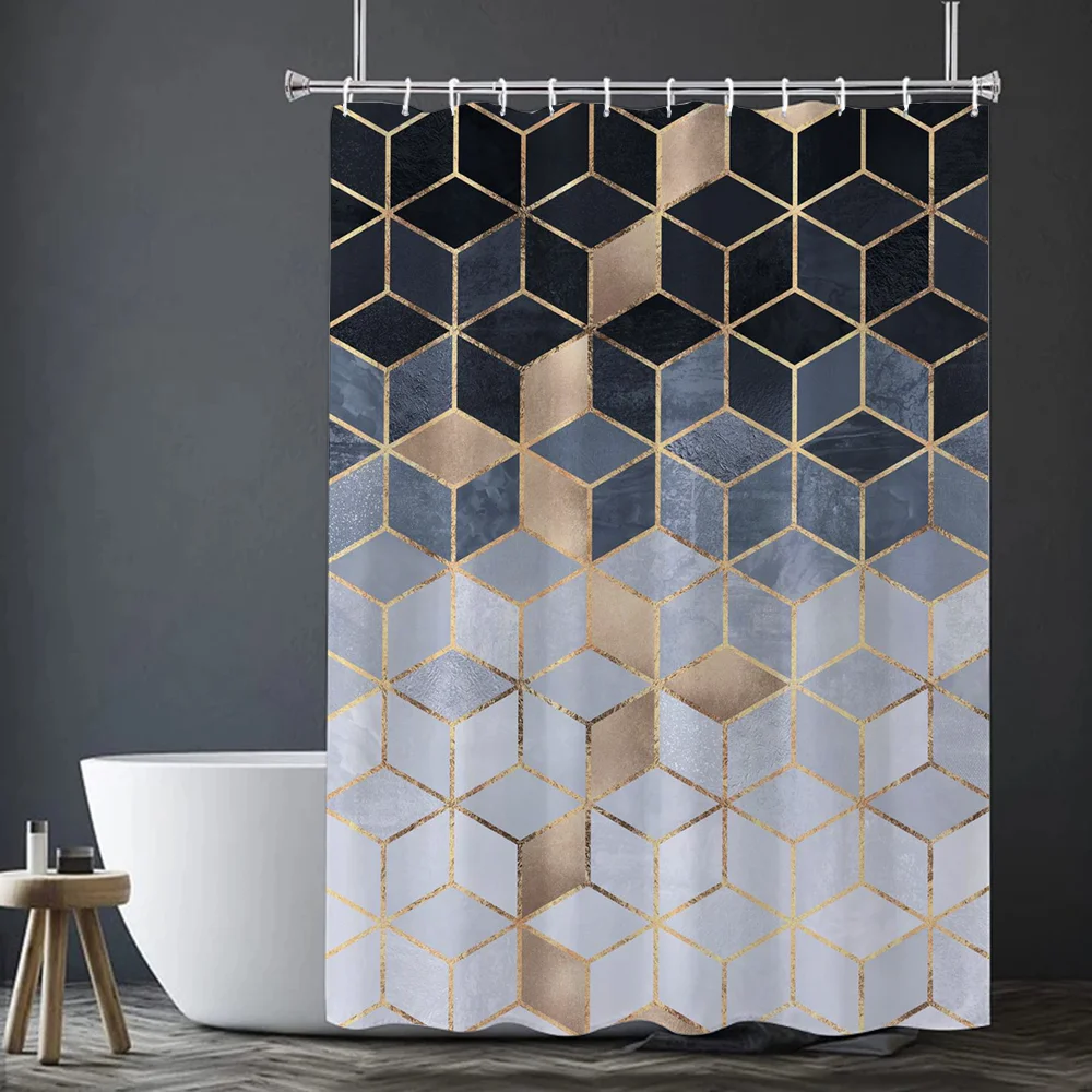 Geometric Shower Curtains Things for the Bathroom Accessories Folding Partition Bath Curtain Bedrooms Houses Rooms Quarto Home