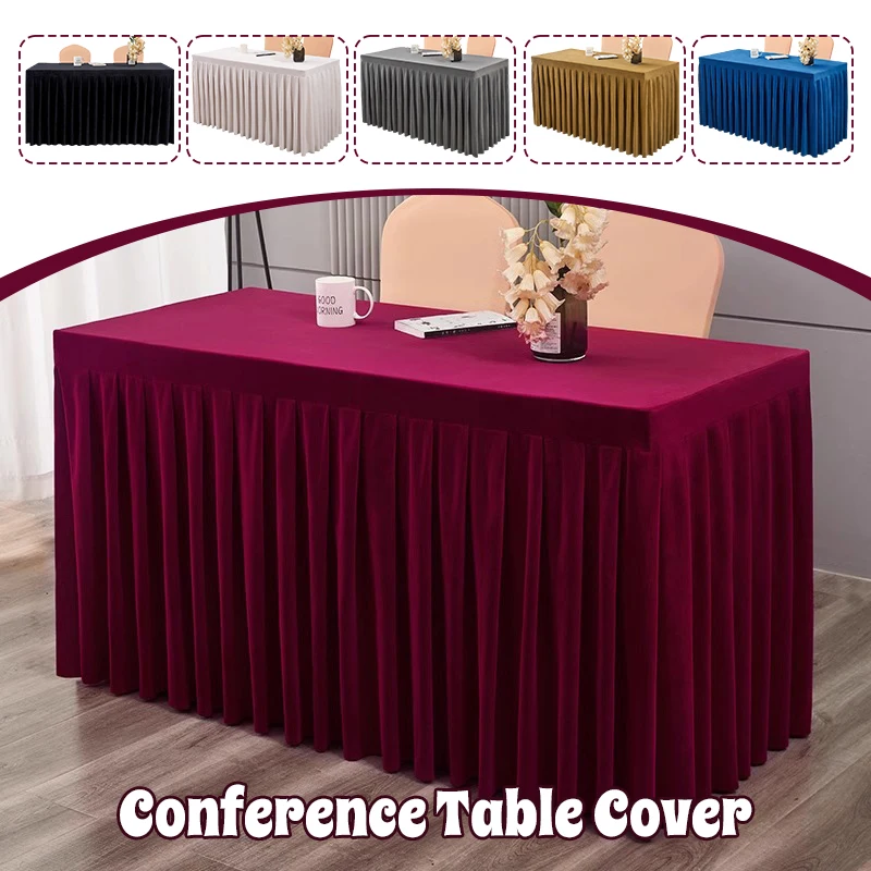 Elastic Fitted Tablecover for Conference Meeting Room Banquet Table Wrinkle Resistant Stretch Cloth for Event Weddings