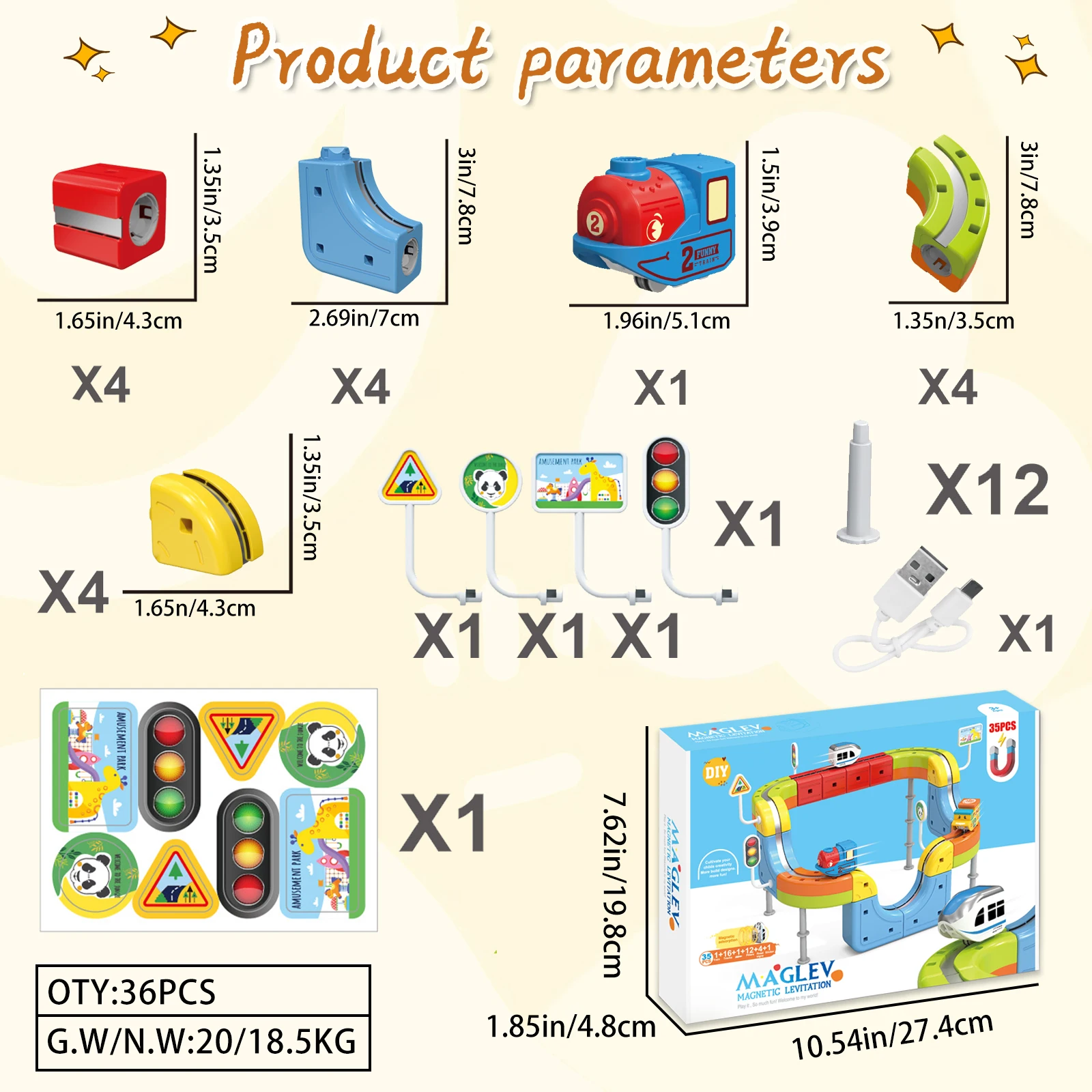 Zestaw kolejowy Track Fusion - 35 elementów, magnetyczna torba na kółkach 3D Infinity z klockami STEM do składania, magiczna elastyczna torba wyścigowa dla dzieci A