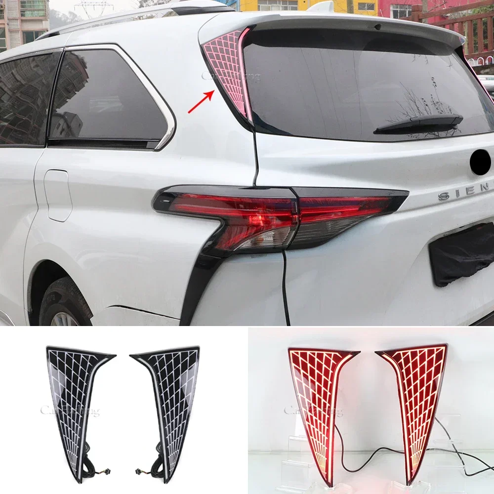 New！ LED Rear Reflector Pillar Light For Toyota Sienna 2021 2022 2023 Bumper Light Rear Fog Lamp Turn Signal Brake Tail Light