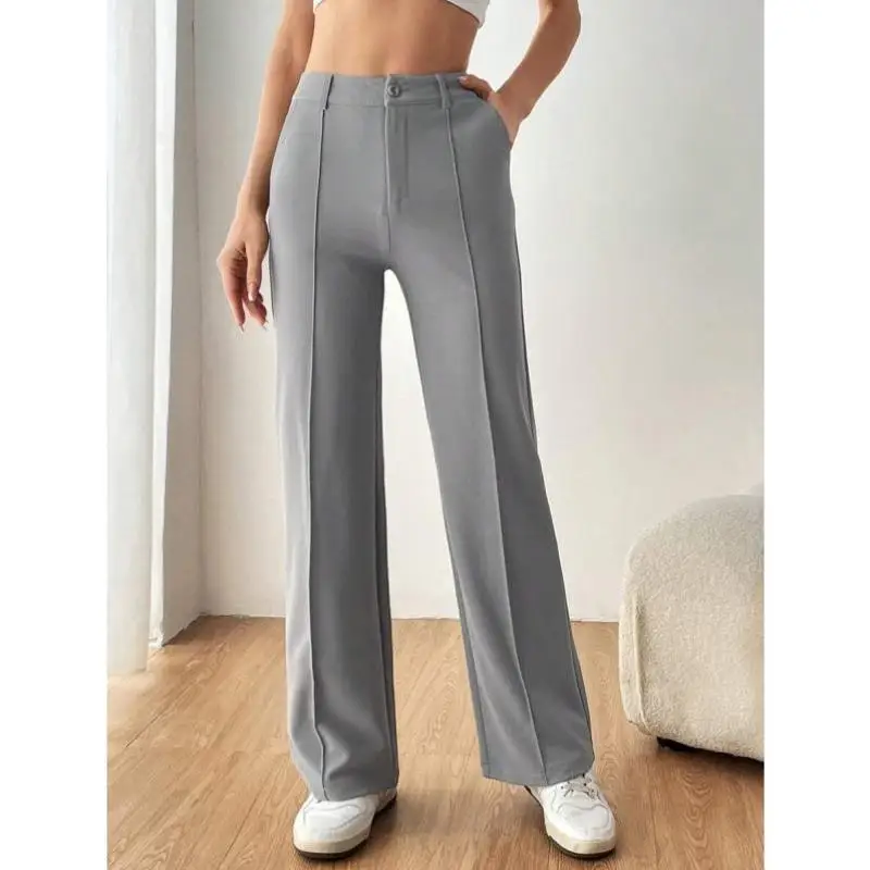 Dames pure kleur broek met rechte pijpen, casual sportkleding, zeven Sve-lengte, herfstseizoen Faion dameskleding