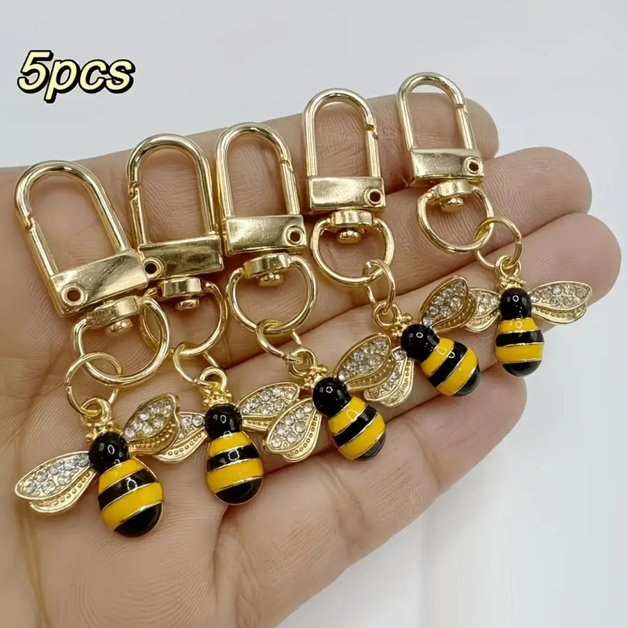 1/5/10/20/50/100pcs Rhinestone Bee Keychain Set, Y2K Cute Ladies Bag Pendant, Fashion Additions, Elegant Charm Keychain, High-Qu
