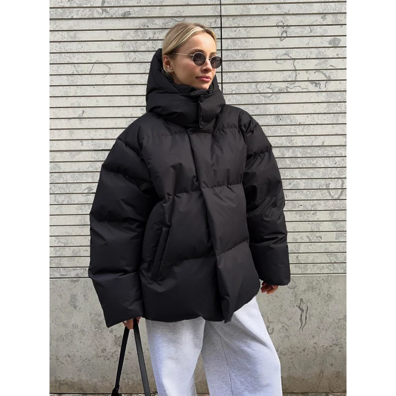 2025Women's Fashion Winter Cotton Jacket，Loose Cotton Padded Jacket with Hood，Super Warm Cotton Jacket