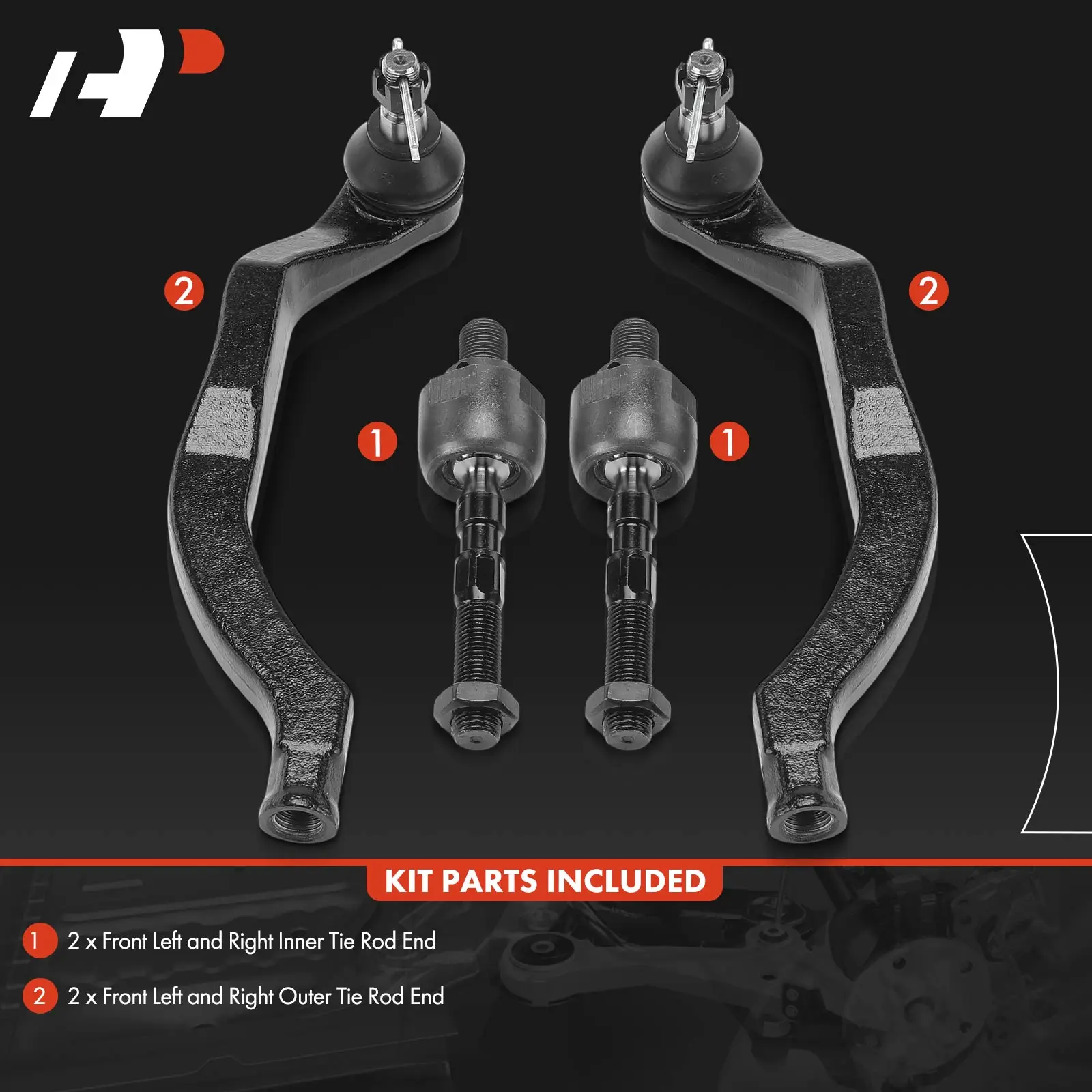 A-Premium 4x Front Inner & Outer Side Tie Rod End for Acura Legend 1991 1992 1993 1994 1995 53521SP0004