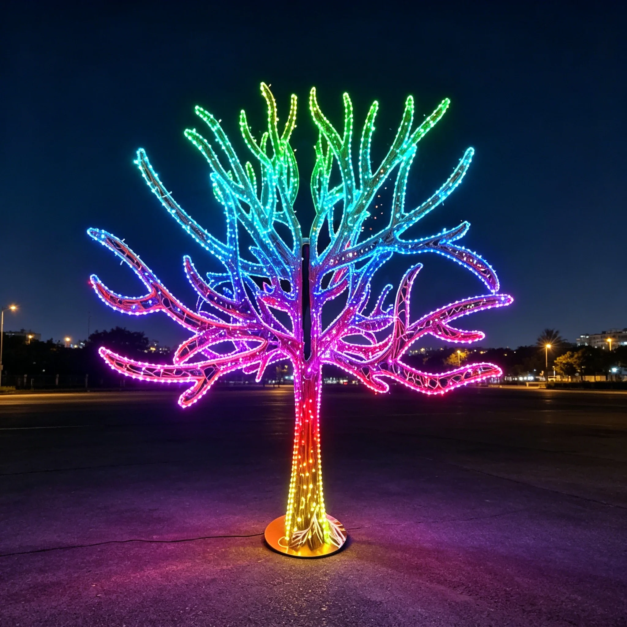 Custom Giant 3D LED RGB Christmas Tree Motif Light IP65 Waterproof Decoration Outdoor Holiday Park Landscape Lighting Project
