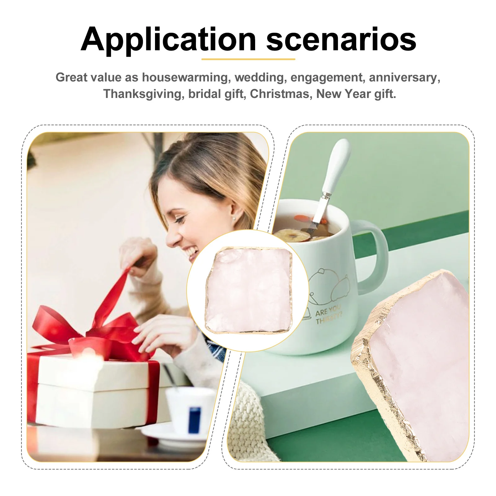 

Natural Pink Crystal Coaster Delicate Premium Decorative Cup Mat for Home Party Table Use Reusable Insulated Drink Holder