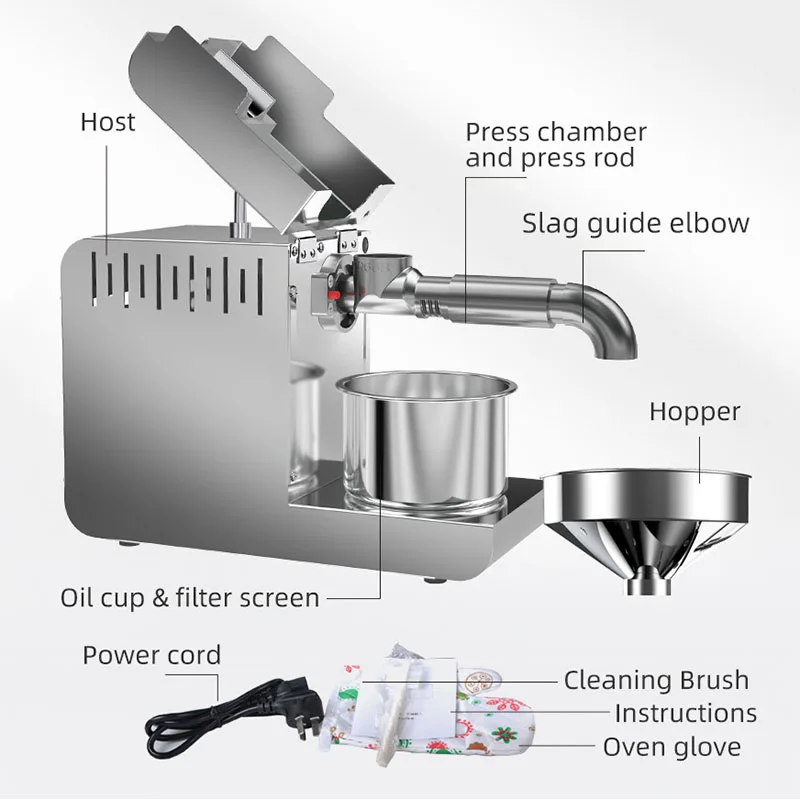 DEAROK-T1S Oil Press 110V/220V Intelligent Household Oil Extractor Peanut Oil Press Oil Machine 820W