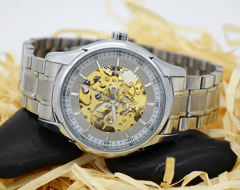 Brand Mechanical Watch Fully Automatic Business Fashion Watch Steel Strip Hollow Waterproof Men's Fashion Clock Time Watches view 6