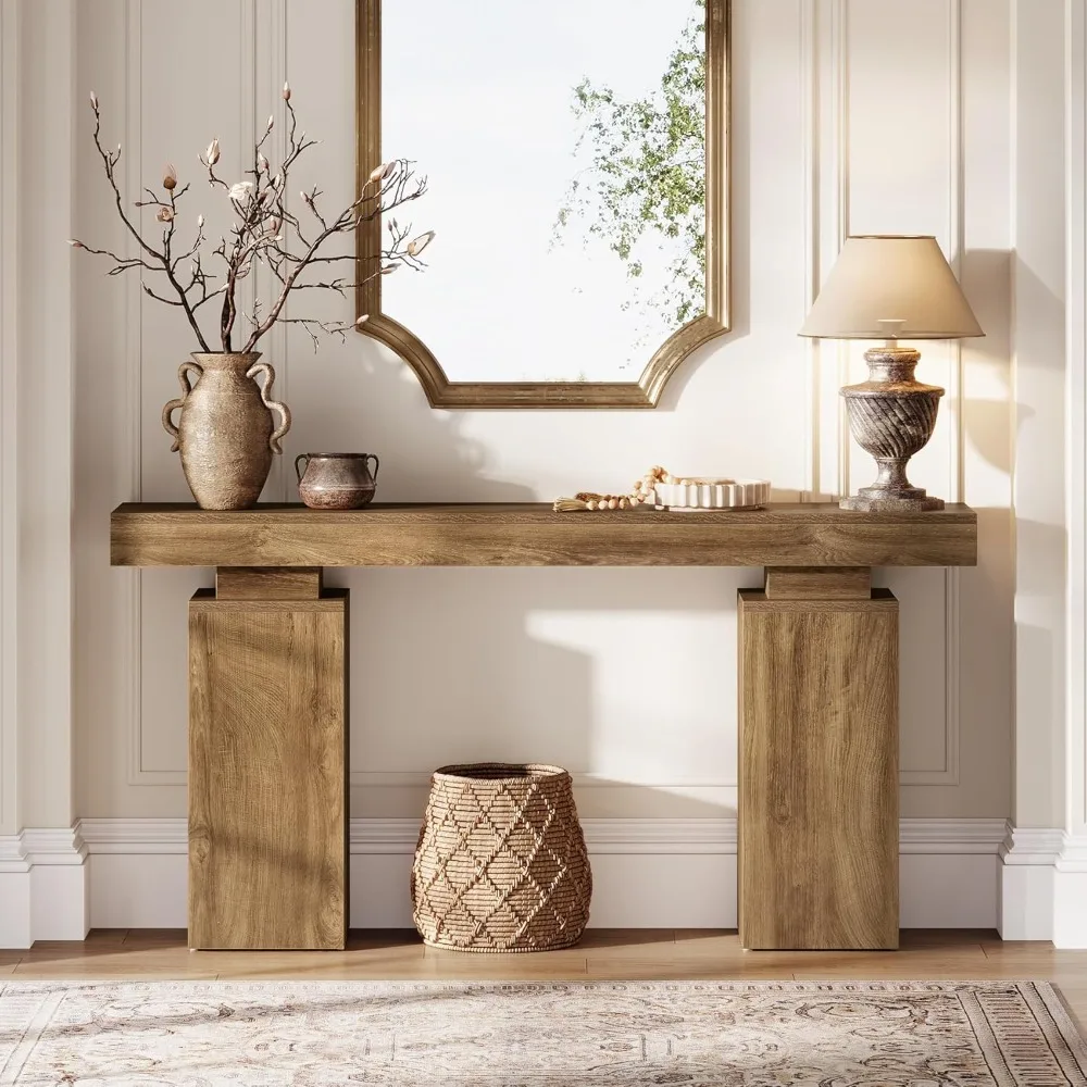 63-Inch Long Console Table,  Entryway Table Behind Couch, Wooden Foyer Stand Entry Station, Modern Hallway