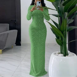 High Waist Dress Women Long Dresses Round Neck Maxi Sexy Slim Party Night Prom Elegant Splice Vestidos Vestidos Summer Dress