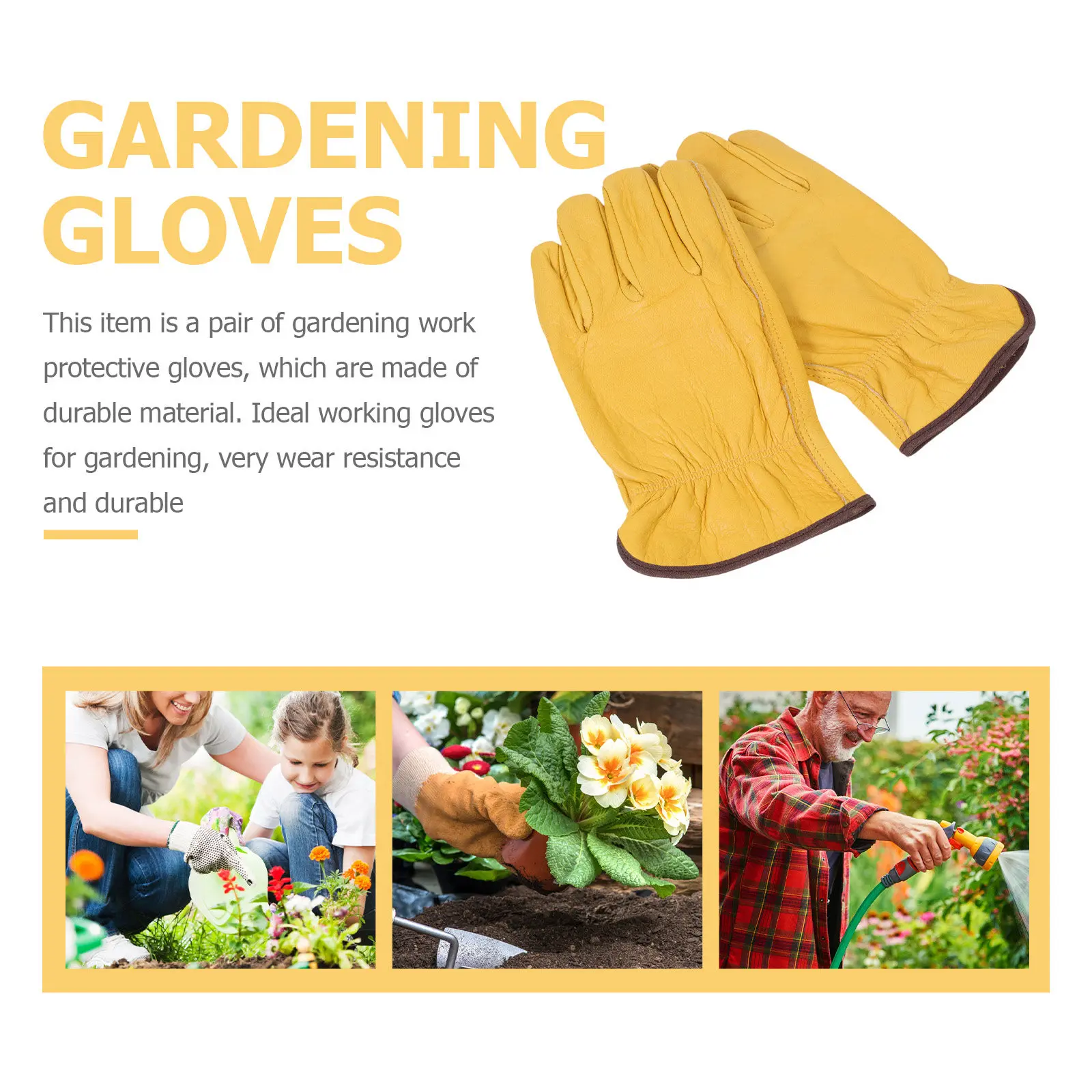 Cowhide Gardening Gloves Wear Resistant Puncture Resistant Leather Work Gloves for Pruning Outdoor Use