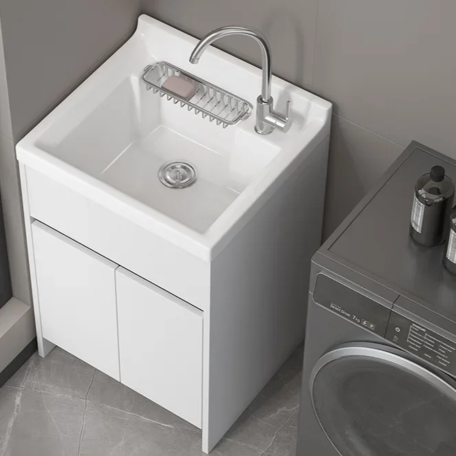 Balcony laundry pool Honeycomb aluminum laundry ceramic wash basin Large sink Small floor-to-ceiling deepening integrated
