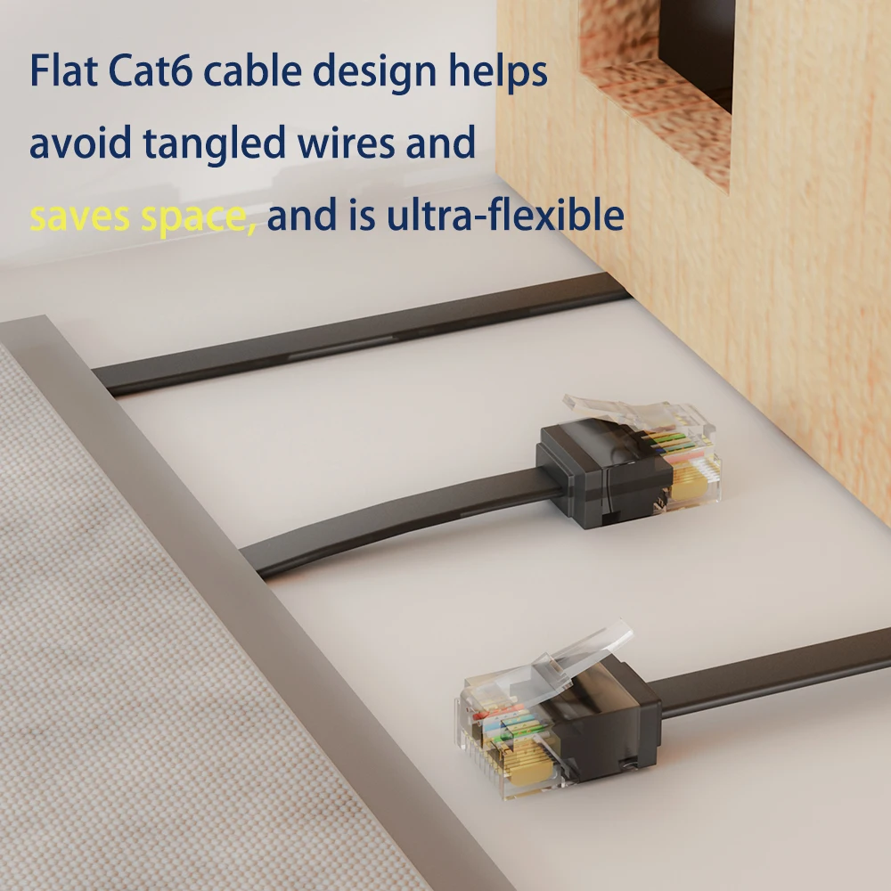 COMNEN CAT6 Flat UTP Ethernet Network Cable RJ45 Patch LAN UTP Cable Patch LAN CAT 6A Network For Machine Room Router Laptop