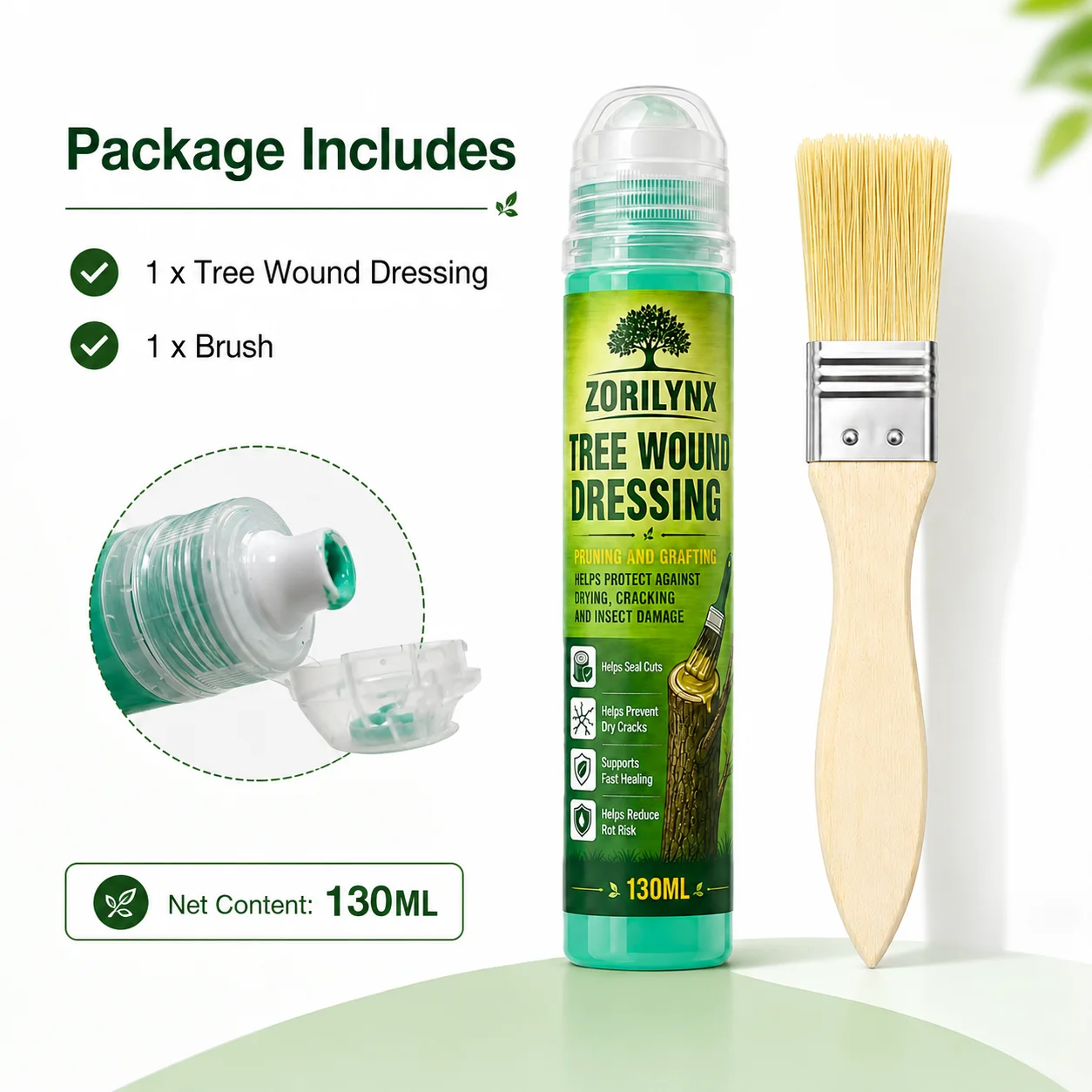130g Tree Wound Bonsai Cut Paste Smear Agent Pruning Compound Sealer with Brush Grafting Pruning Sealer Tree Repair Ointment