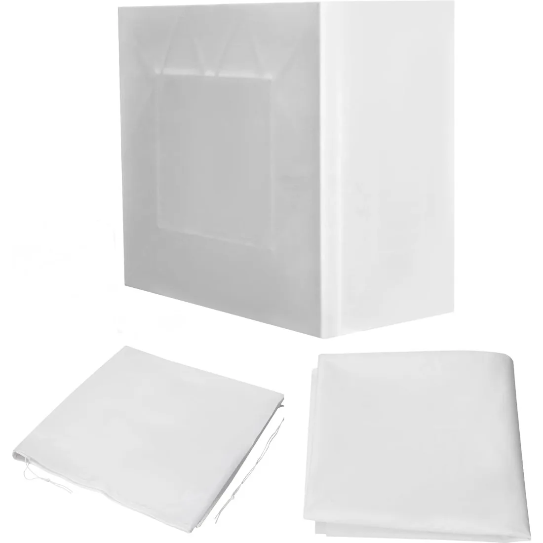 

Professional White DJ Booth Cover 47.6" Projection-Ready Oxford Cloth with Straps for Light Shows & Equipment Protection