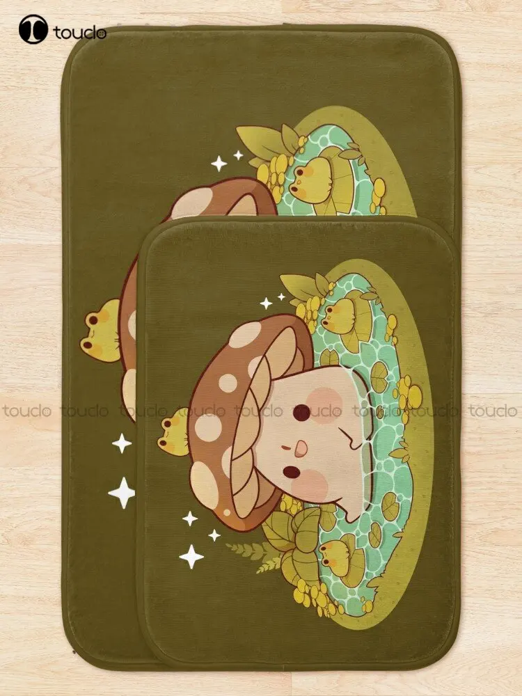 Cute Mushroom In A Frog Pond Bath Mat Bathroom Rug For Bath Room