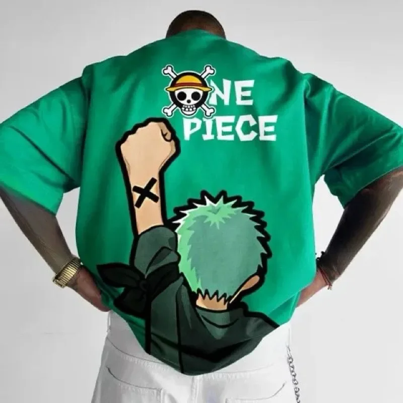 Children One Piece Short Sleeve Tee Summer Luffy Wano Country Print Soft Breathable Sports Tops Kids Outdoor Activities