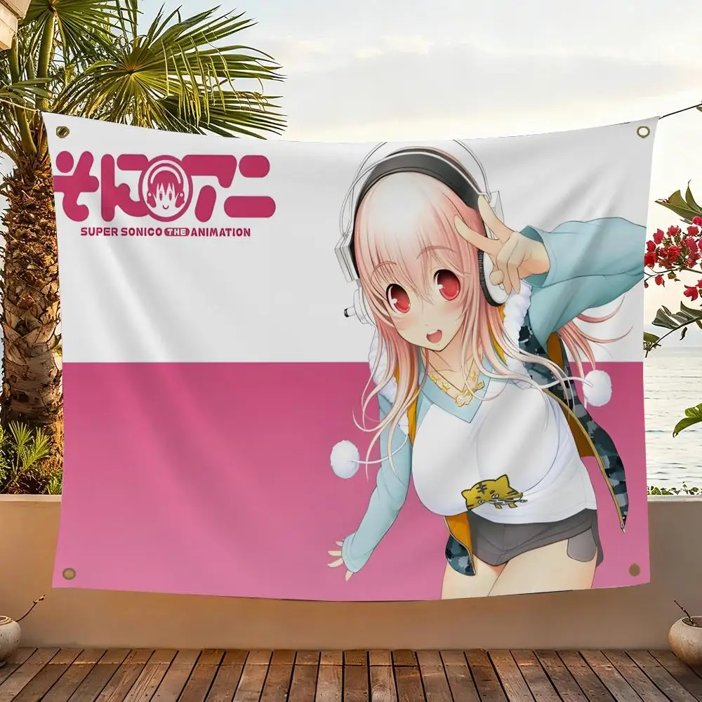 Character Super Sonico Flags Home Yard & Garden Decor Banner – Wandhängende Flagge für den Innen- und Außenbereich – Detail 6