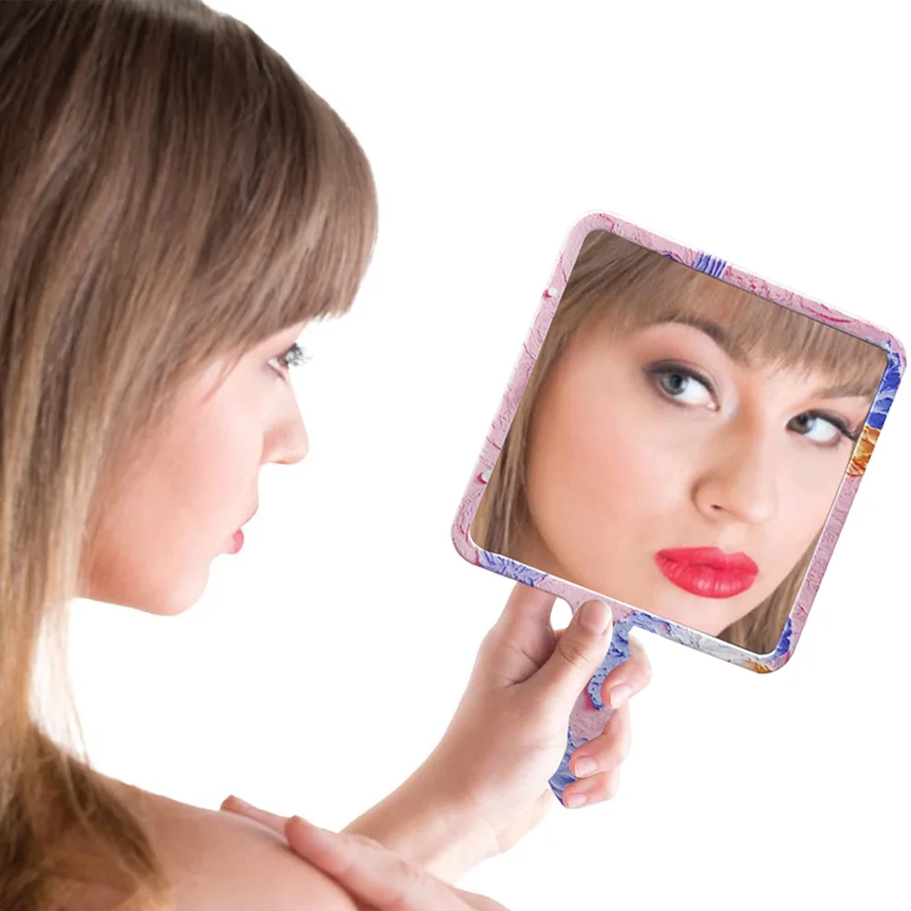 مرآة مكياج محمولة على شكل زهرة للنساء والفتيات، مرايا صغيرة للوجه، أدوات تجميل على الطاولة #3