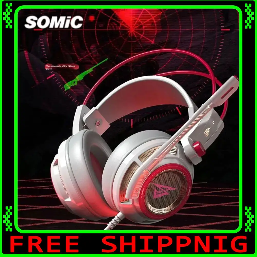 

Somic G941AG Киберспортивные наушники Проводная геймерская гарнитура с шумоподавлением 7.1 Наушники с объемным звуковым эффектом Пользовательский аксессуар для ПК Подарок